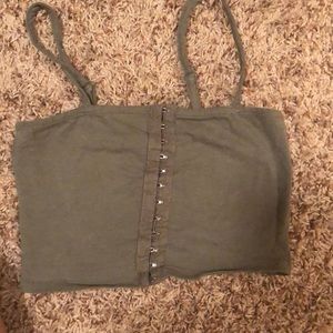 Army green crop top